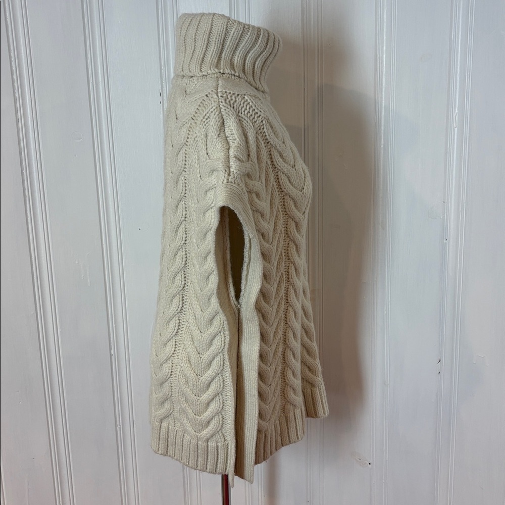 ZARA Oversized Cable Knit Turtleneck Sweater Vest – Cream | Size Medium - Picture 3 of 8